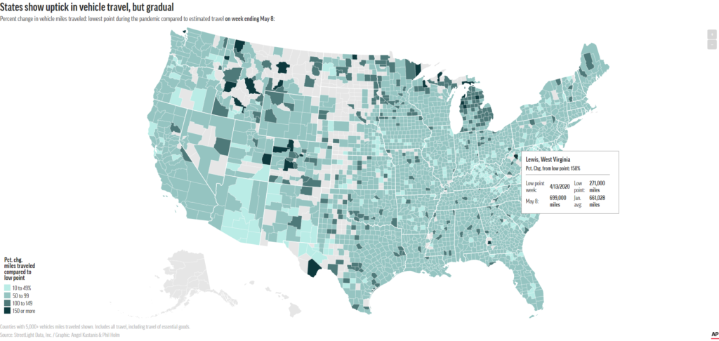 Interactive: States show uptick in vehicle travel, but gradual