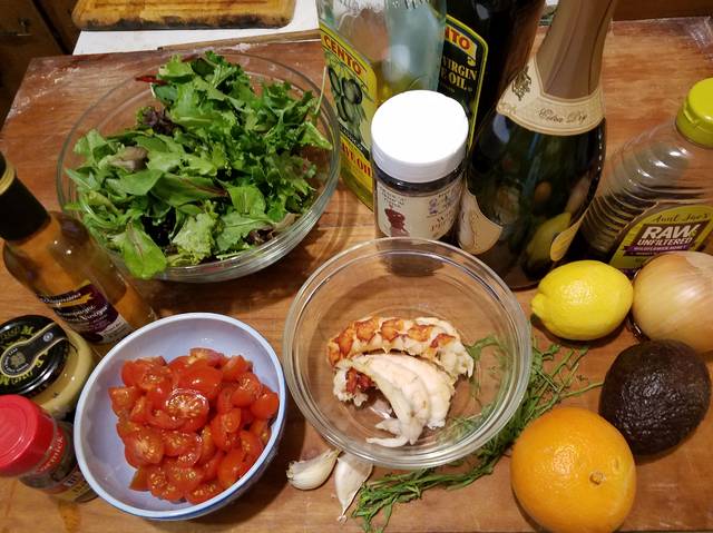 Dont let the number of ingredients daunt you. This is a bit intense, but more time consuming than difficult thanks to the reduction of a complete bottle of champagne to mere tablespoons to make a lobster salad dressing.
Mark Guydish | Times Leader