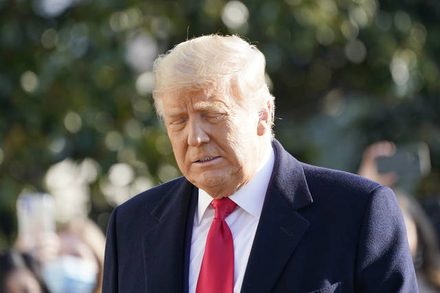 President Donald Trump speaks to the media before boarding Marine One on the South Lawn of the White House on Tuesday before departing for Texas.
                                 Gerald Herbert | AP photo