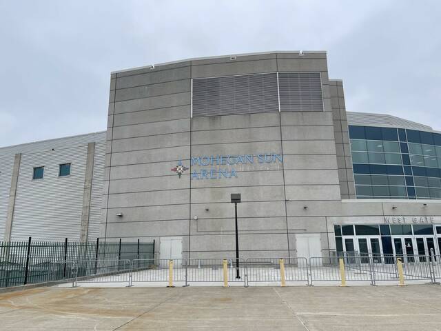Mohegan Sun Arena at Casey Plaza is seen on Wednesday. The Luzerne County Convention Center Authority has unanimously approved making application for a Redevelopment Assistance Capital Program grant for improvement to the facilitys parking lot.
                                 Bill O’Boyle | Times Leader